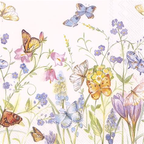 Butterflies And Blossoms Serwetki Ozdobne Papierowe X Cm