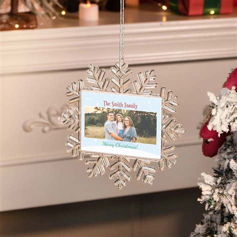 Ornement personnalisé de flocons de neige avec photo de famille