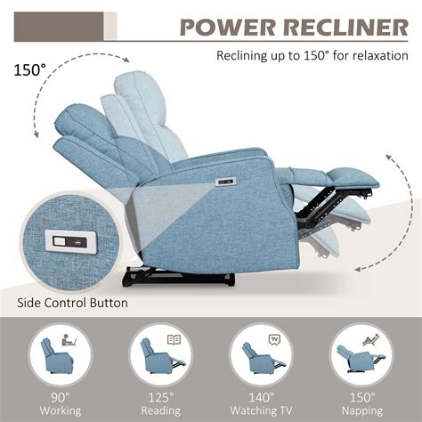 HOMCOM Easy Chair Electric Power Recliner with Extended Footrest, USB ...