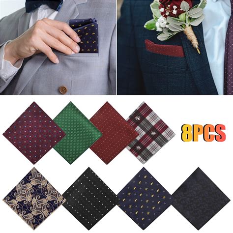 8pcs Men S Pocket Squares EEEkit Soft Polyester Handkerchiefs Classic