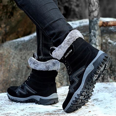 Buy Leather Men Boots Winter With Fur Super Warm Snow Boots Men Winter