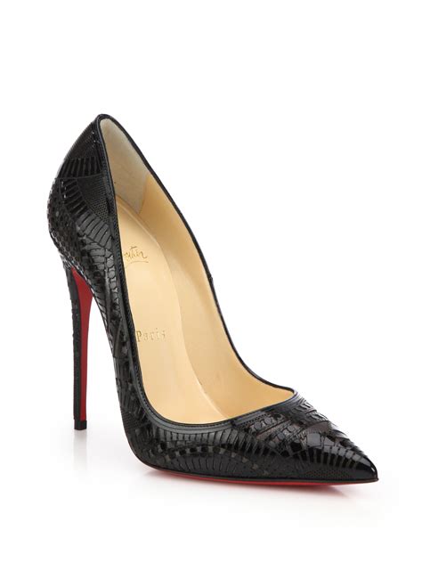 Christian Louboutin Kristali Laser Cut Leather Pumps In Black Lyst