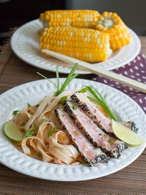 Sesame Ahi Tuna With Chili Lime Noodles Healthy World Cuisine Healthy