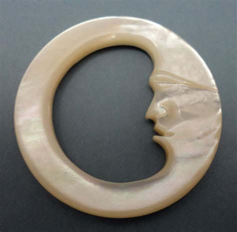 Carved Mother Of Pearl Man In The Moon Belt Buckle C S Belt