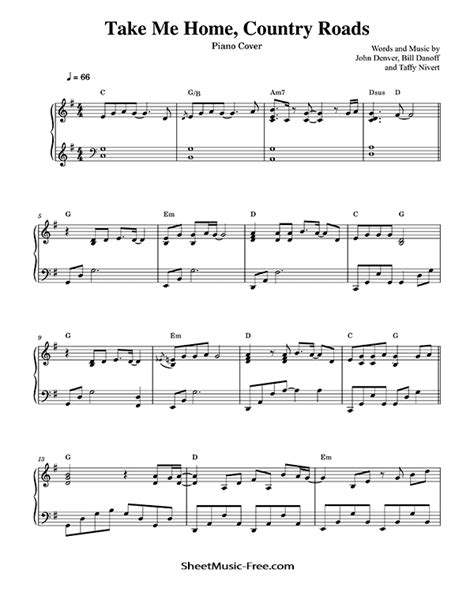 Take Me Home Country Roads Sheet Music Piano Cover ♪ SMF