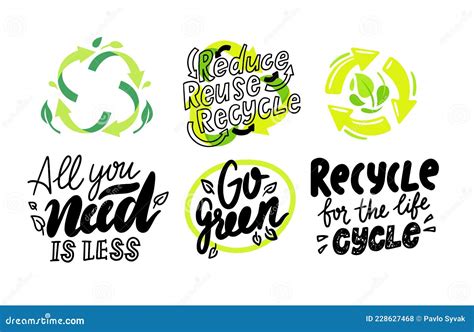 Set Of Environmental Labels Recyclable Triangle Sign Compostable