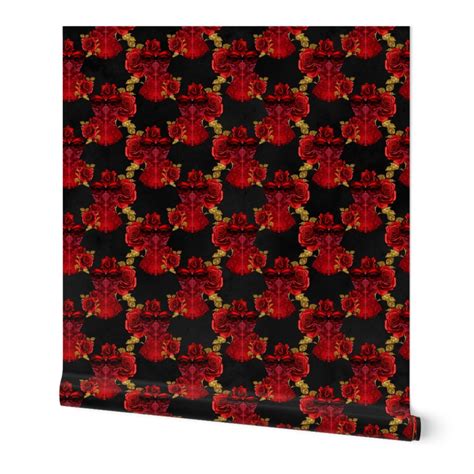 Crimson Rose Corset Trellis Wallpaper Spoonflower