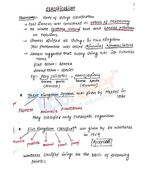 Biological Classification Pdf Notes