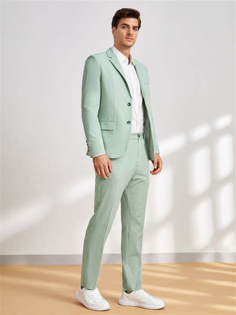 Men Single Breasted Blazer And Tailored Trousers In 2023 Green Suit Men