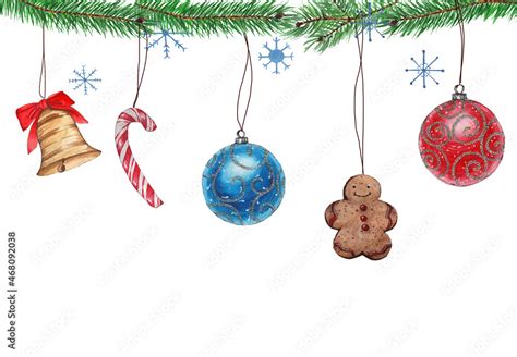 Merry Christmas and Happy New Year 2022. Three cute Christmas toys in ...