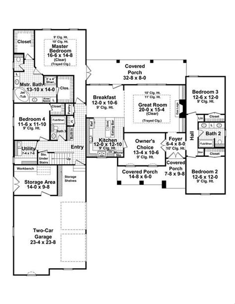 Traditional Style House Plan - 4 Beds 3 Baths 2400 Sq/Ft Plan #21-219 ...