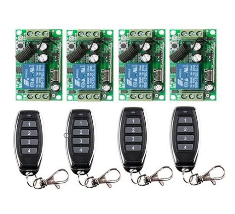 Dc12v 10a 1channel Rf Wireless Remote Control System 553216mm 4 Piece