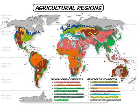 Agricultural Regions Map Illustrated Human Geography Textbook