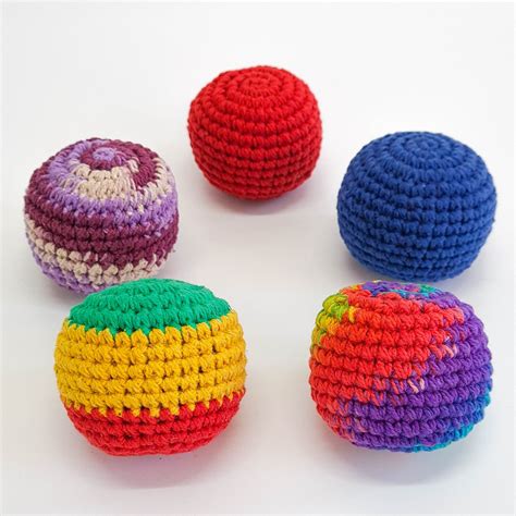 5 Handmade Hacky Sacks Crochet Ball Juggling Balls Stress Etsy