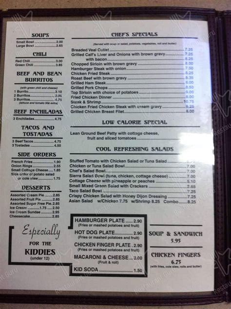 Menu at Pantry Restaurant, Pueblo