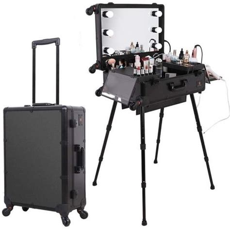 LUVODI Valise Maquillage Professionnel Trolley Avec Grand Miroir