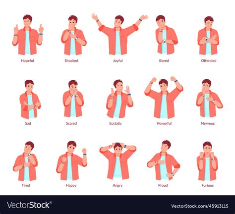 Different emotion gestures people emotions Vector Image