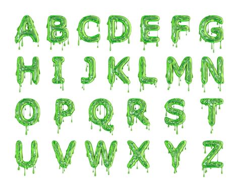 Premium Photo Green Dripping Slime Halloween Alphabet Letters 3d Rendering