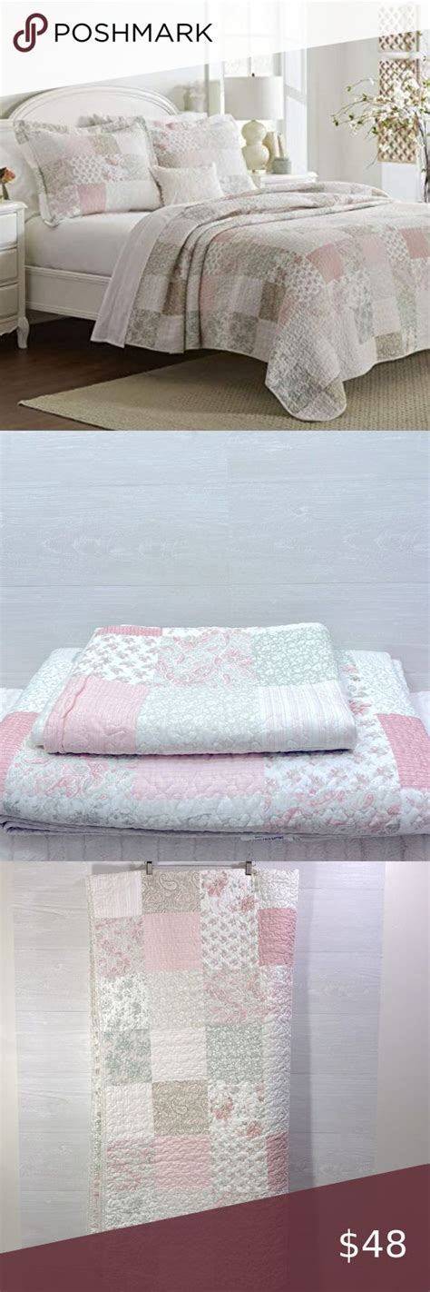 Laura Ashley Queen Quilt Set Cotton Reversible Bedding With Matching