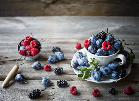 Wallpaper Painting Food Red Fruit Berries Raspberries