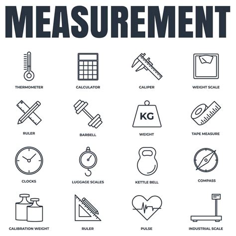 Set Of Measuring Icon Logo Vector Illustration Measure Measurement