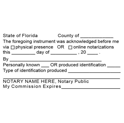 Florida Acknowledgment Notary Stamp Corp Connect