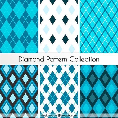 Free Vector Collection Of Diamond Patterns In Blue Tones