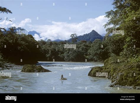 Colombia, South America. Raft on San Juan River in the Choco Rainforest ...