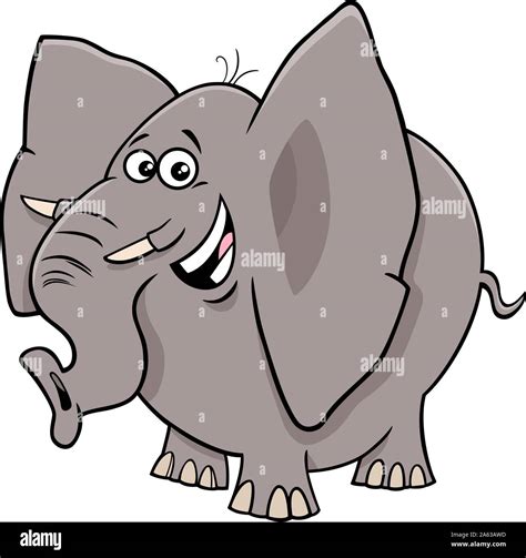 Cartoon Illustration of Funny African Elephant Comic Animal Character Stock Vector Image & Art ...