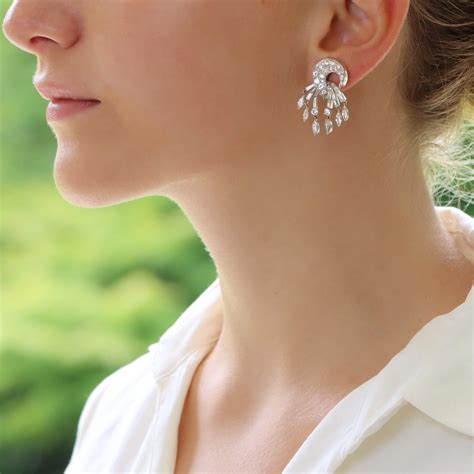 Retro Abstract Diamond Drop Earrings At Susannah Lovis Jewellers