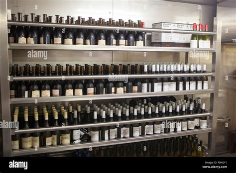 Bottles Of Alcohol Storage And Preparation Store Rooms On A Modern