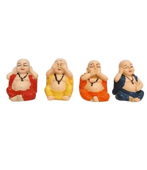 Paint Coated Fiber Piece Laughing Buddha Statue Set For Decoration