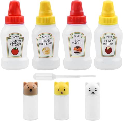 Mini Condiment Squeeze Bottleshoneyketchupsoy Sauce