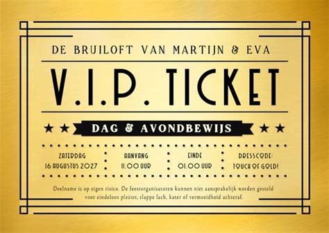 Originele Vip Ticket Uitnodiging Bruiloft Met Kaartje Go