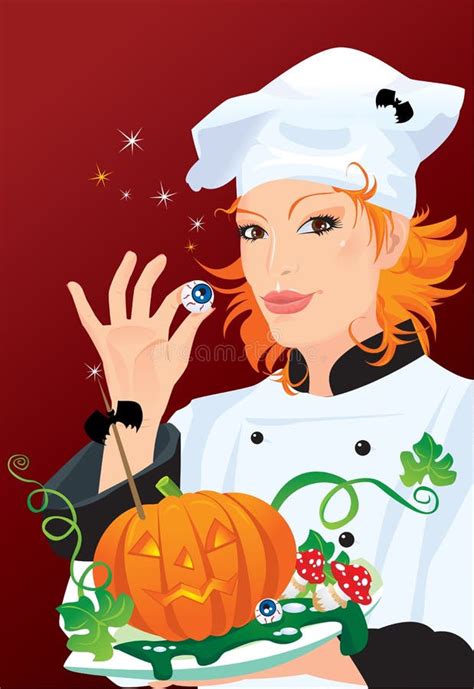 Witch Chef Cooking For Halloween Party Stock Vector Illustration Of