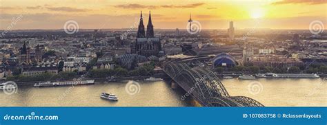 Cologne Skyline Panorama at Sunset Stock Photo - Image of panorama ...