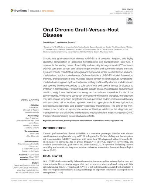 Pdf Oral Chronic Graft Versus Host Disease