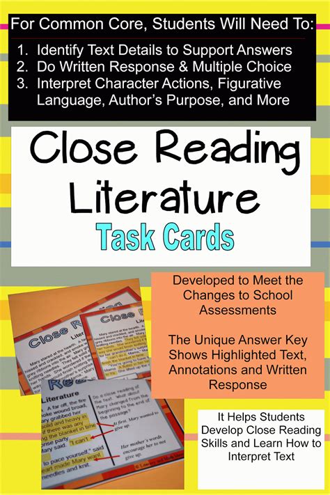 Literacy And Math Ideas Close Reading Literature Passages Task Cards