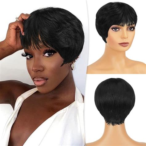 RUWISS Pixie Cut Wigs For Black Women Pixie Cut Human Hair Wigs Short