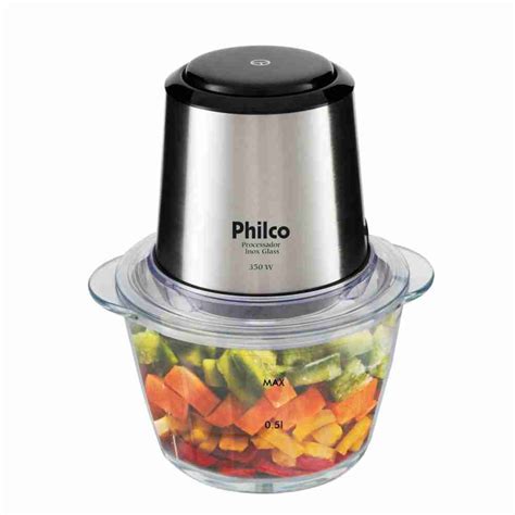 Processador Alimentos Mini Inox 350w Tigela Vidro Inox 127v Philco