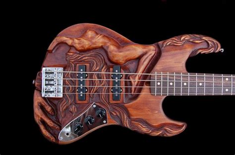 More Carved Wood Artwork On A J Bass Style String Bass Guitar Of