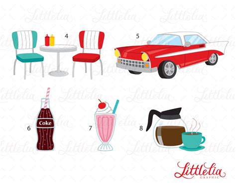 Diner Clipart American Diner Retro Diner Clipart 20002 - Etsy