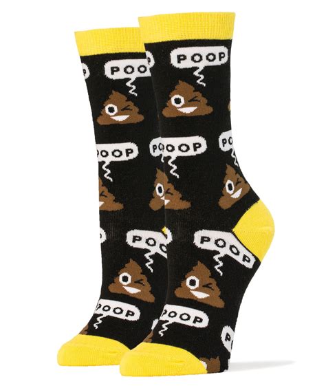 Oooh Yeah Women's Funny Emoji 💩Crew Socks, Crazy Silly Socks, Cool Dress Socks, Poop, One Size ...