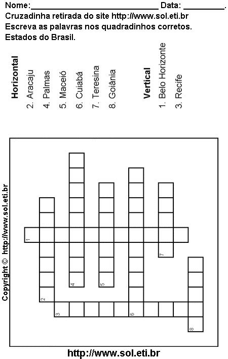 Cruzadinha Para Imprimir Estados Brasileiros P Gina N