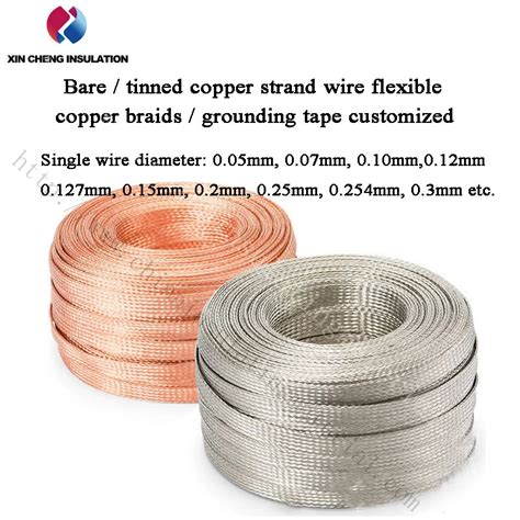 Grounding Earthing Flexible Braided Copper Tape Bare Copper Strand