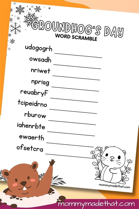 Groundhogs Day Word Scramble