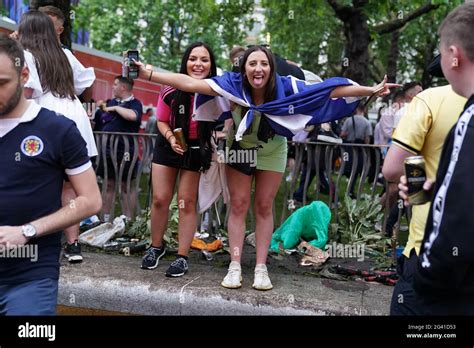 Scotland fans in Leicester Square ahead of the UEFA Euro 2020 Group D ...