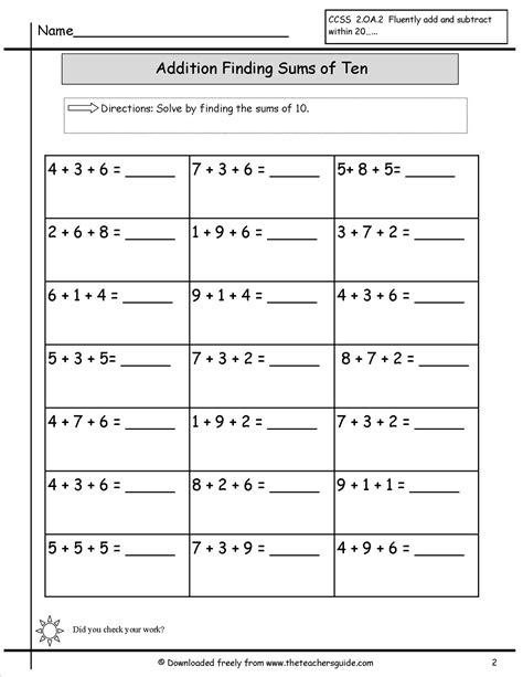 Exelent Sums Of 10 Worksheet Frieze Worksheets Samples