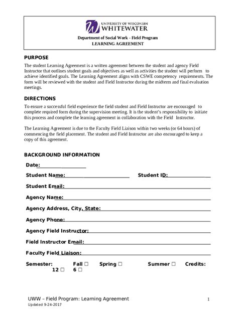 Pg Sample Msw Foundation Learning Contract Evaluation Doc Template