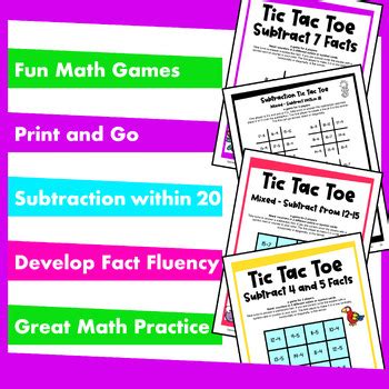 Free Printable Digital Tic Tac Toe Subtraction Games For Math Fact